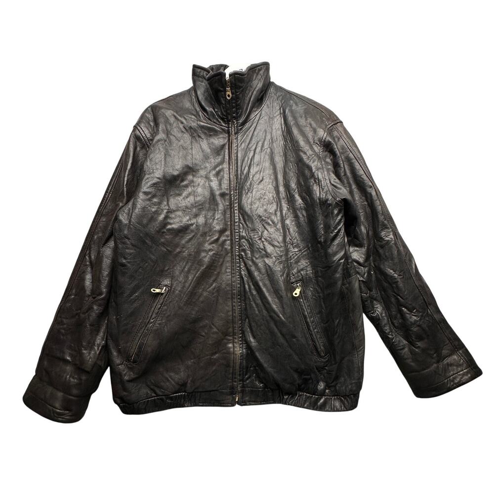 Vintage Marc New York Genuine Leather Full Zip Jacket Mens Small Black
